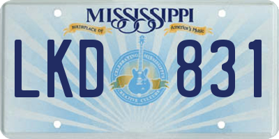 MS license plate LKD831