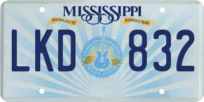 MS license plate LKD832