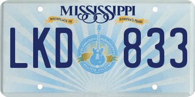 MS license plate LKD833