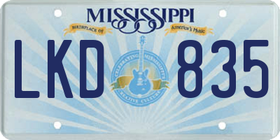 MS license plate LKD835