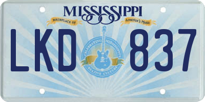 MS license plate LKD837