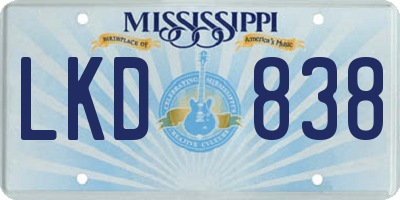 MS license plate LKD838