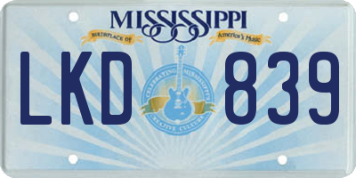 MS license plate LKD839