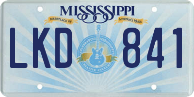 MS license plate LKD841