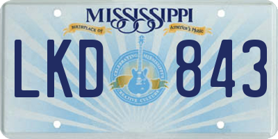 MS license plate LKD843
