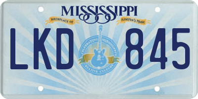 MS license plate LKD845