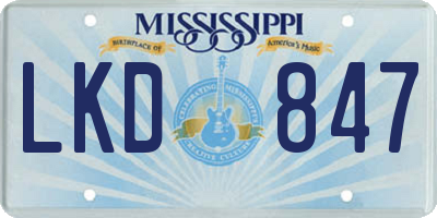 MS license plate LKD847