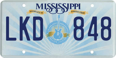 MS license plate LKD848