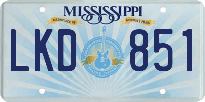 MS license plate LKD851