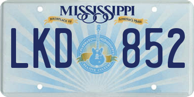 MS license plate LKD852
