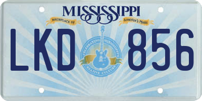 MS license plate LKD856