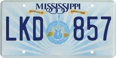 MS license plate LKD857