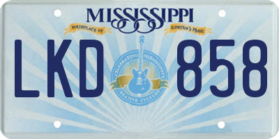 MS license plate LKD858
