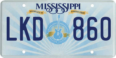 MS license plate LKD860