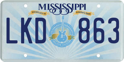 MS license plate LKD863