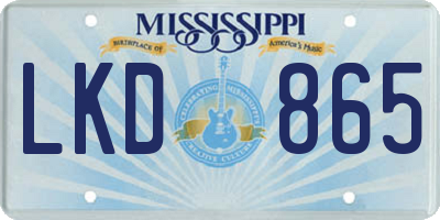 MS license plate LKD865