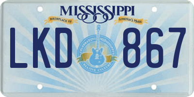 MS license plate LKD867
