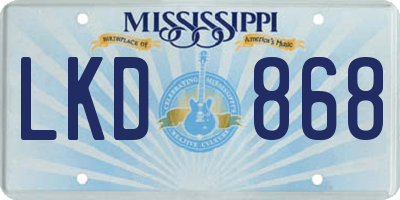 MS license plate LKD868