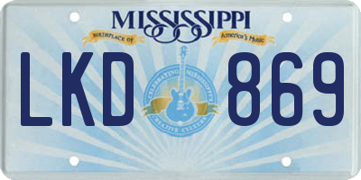 MS license plate LKD869