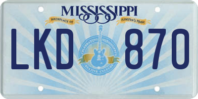 MS license plate LKD870