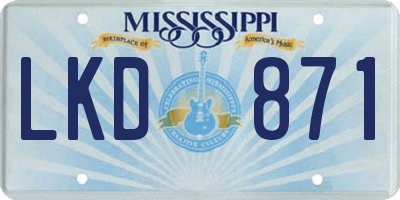 MS license plate LKD871