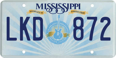 MS license plate LKD872