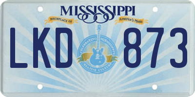 MS license plate LKD873