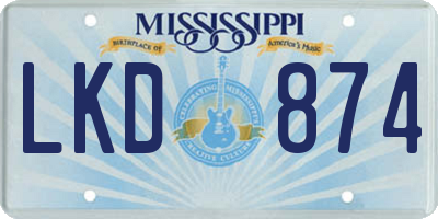 MS license plate LKD874