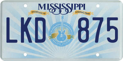 MS license plate LKD875