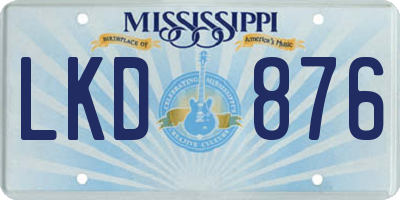 MS license plate LKD876