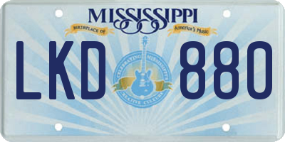 MS license plate LKD880