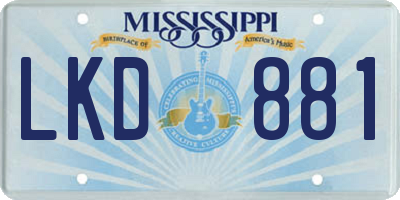 MS license plate LKD881