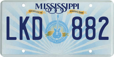 MS license plate LKD882