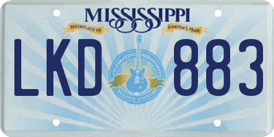 MS license plate LKD883