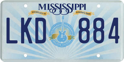 MS license plate LKD884