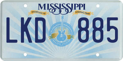 MS license plate LKD885