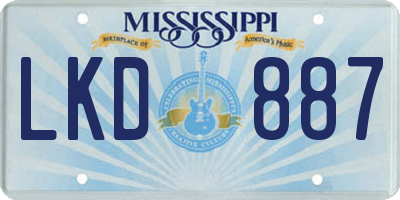 MS license plate LKD887