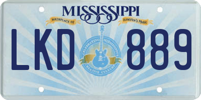 MS license plate LKD889