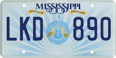MS license plate LKD890