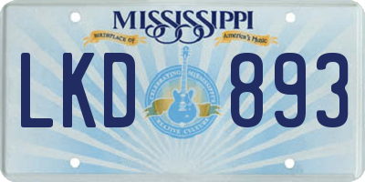 MS license plate LKD893