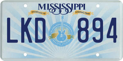 MS license plate LKD894