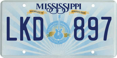 MS license plate LKD897