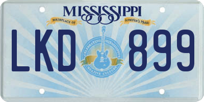 MS license plate LKD899