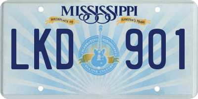 MS license plate LKD901