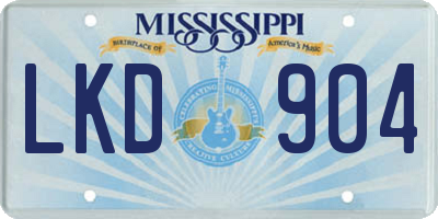 MS license plate LKD904
