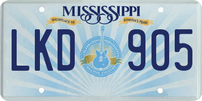 MS license plate LKD905