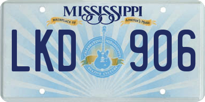 MS license plate LKD906