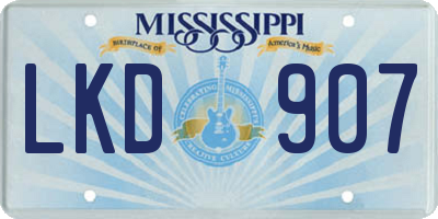 MS license plate LKD907