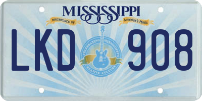 MS license plate LKD908