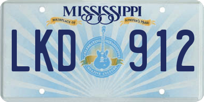 MS license plate LKD912